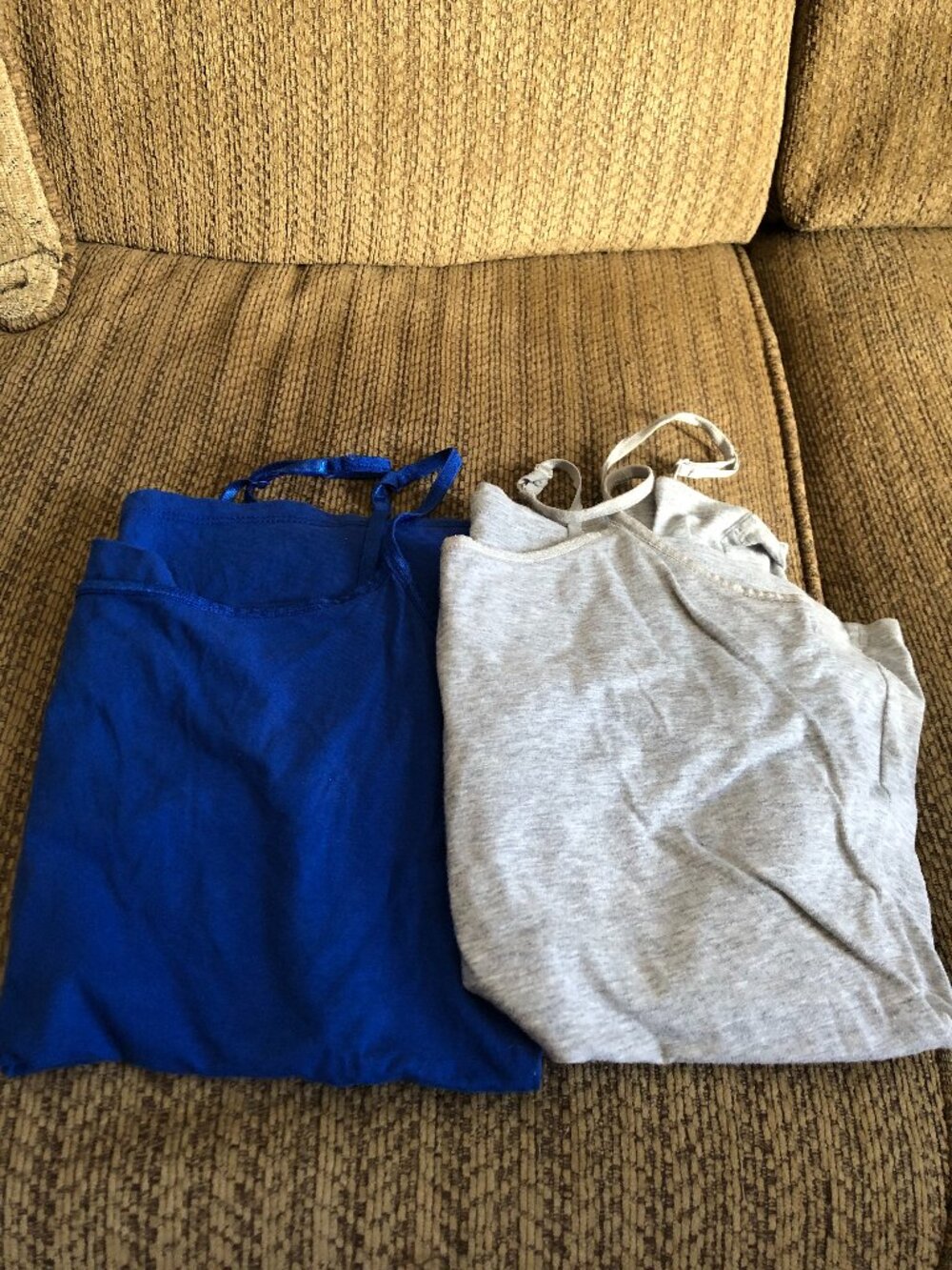 LOT of 2 Sonoma SO XL Perfect Cami - Blue & Gray 17" Pit to Pit - Shelf Bra #KF